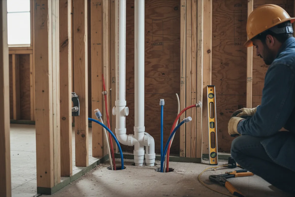 Drain and supply rough-in during Leak Detection in Wellesley Island